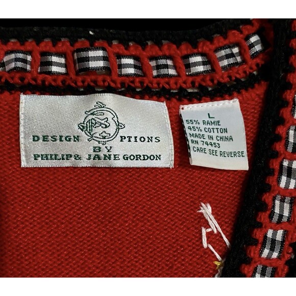 Design Option Philip Jane Gordon Vtg  L Daisy Beaded Cardigan Ribbon Floral 3D - Picture 14 of 16